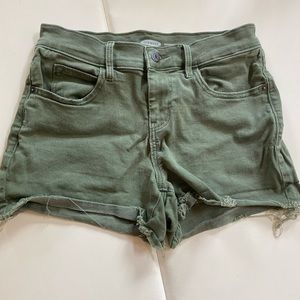 Olive green denim highwaisted shorts boyfriend fit